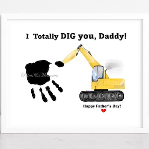 Vatertagsgeschenk für Papa, Bagger Handabdruck Fußabdruck Kunst, Vatertags Handwerk, Baby Kleinkind Kind Handwerk.