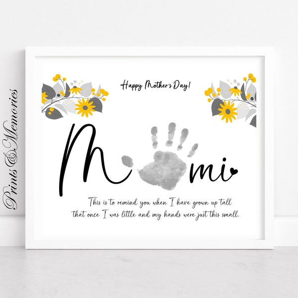 Mother's Day gift for Mimi, Handprint art Poem, DIY Handprint art, Baby Keepsake, Toddler, Kid craft.  Mother's Day card.