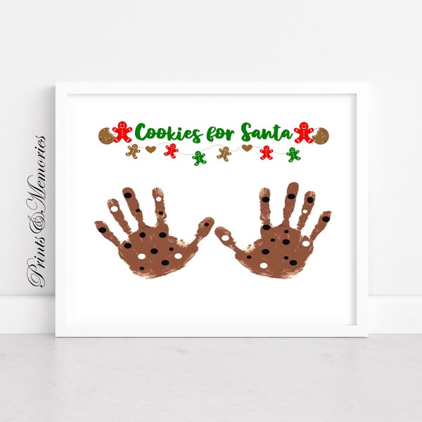 Cookies for Santa Handprint art, Christmas Craft for baby toddler kid, DIY Handprint art, Preschool, Home activity, Christmas decor.