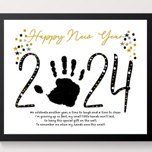 2024 New Years Handprint Art Preschool New Year Art, New Years Preschool  Craft, New Years Craft for Kids, New Years Toddler Craft 