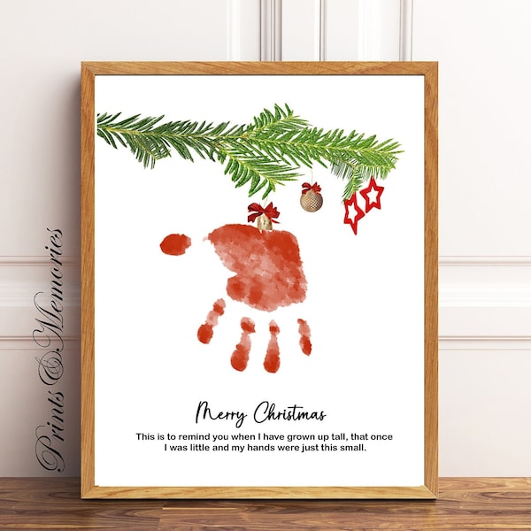 Merry Christmas Handprint art, Christmas Gift, Handprint Poem, Baby Keepsake, Toddler/Kid Craft, Hanging Ornament, Printable Template, DIY