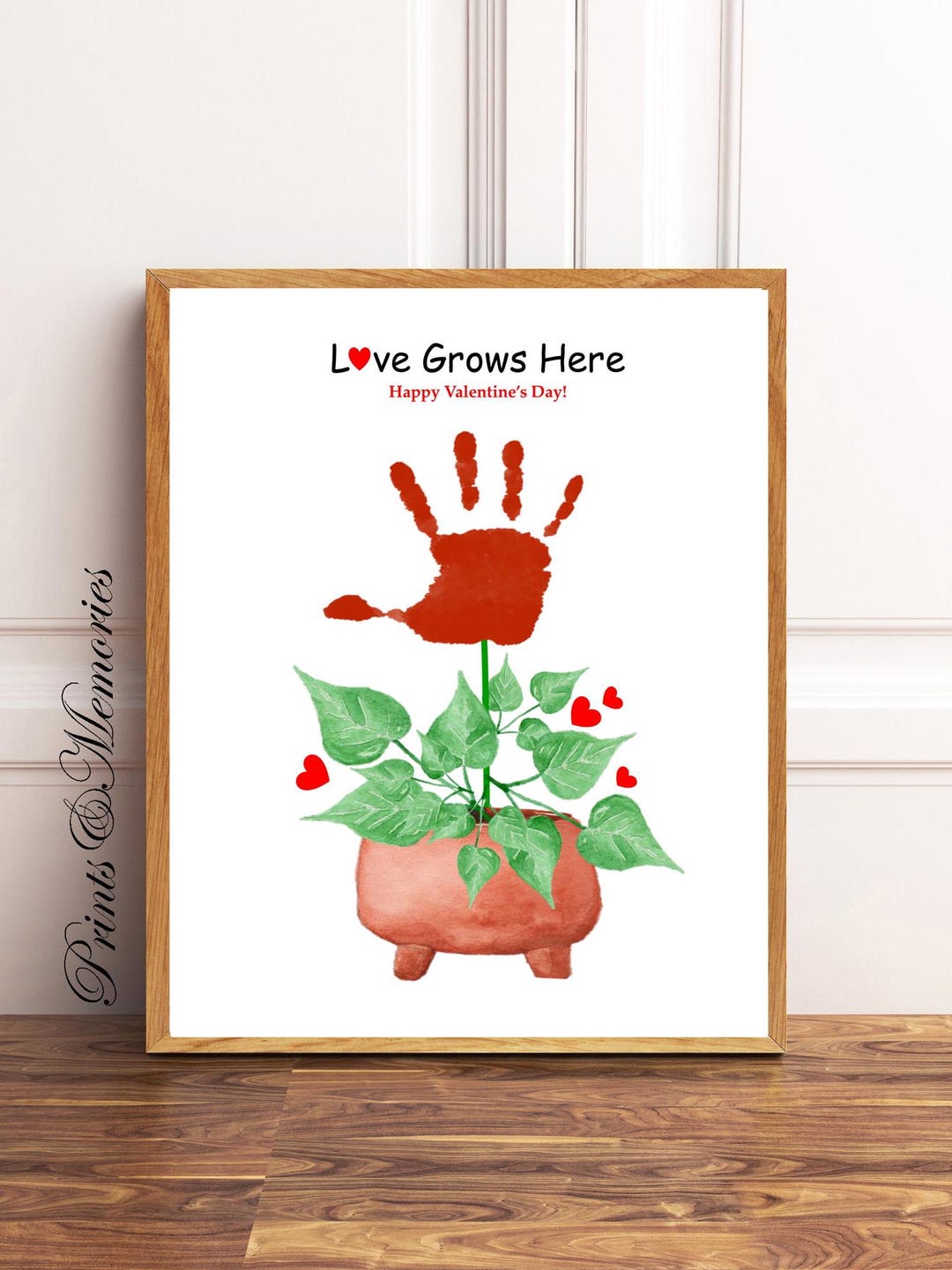 Flower Handprint Art, Valentine's Day Craft, Love Grows Here Printable ...
