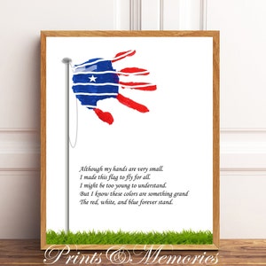 Flag Poem, Handprint art, 4th of July, Veteran&#39;s Day, Baby toddler kid craft, Independence Day, USA, America, Red White and Blue,