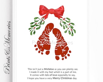 Mistletoe Footprint Art Poem: Christmas Baby Keepsake (Digital File)