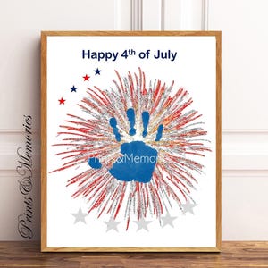 4th of July craft for kids, Fireworks Handprint art, Happy 4th of July Printable, DIY Handprint art,