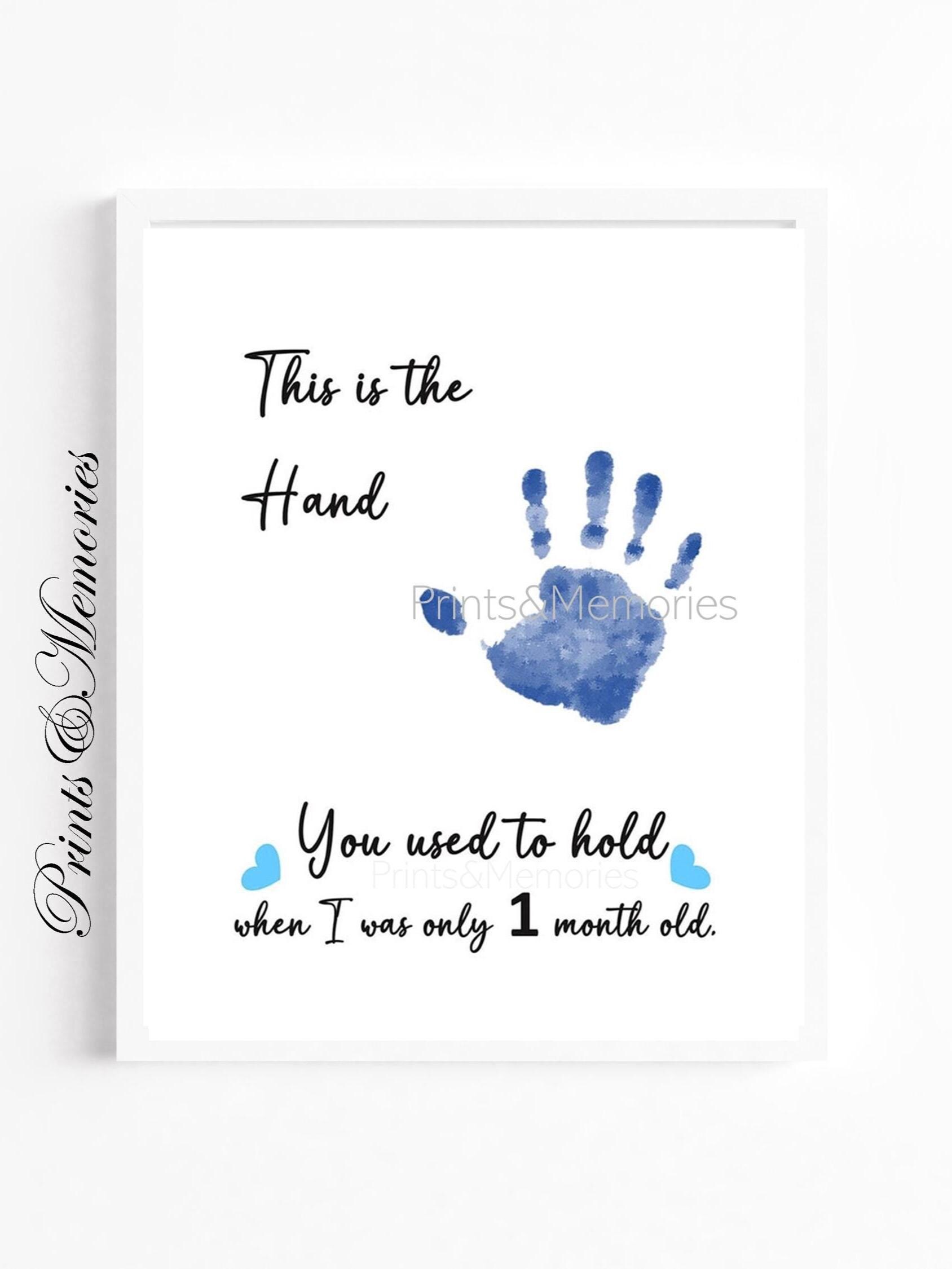 青とピンク、生後 1 か月の手形アート記念品、これは、手形アート記念