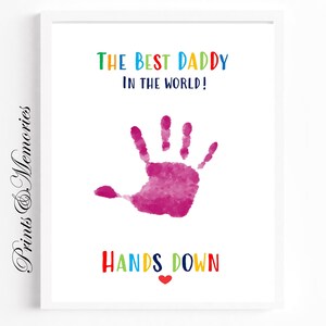 El mejor papá del mundo, arte con huellas de manos, regalo del día del padre para papá, recuerdo de bebé, artesanía para niños pequeños, arte con huellas de manos de bricolaje.