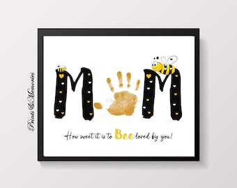Regalo para mamá, Arte con huellas de manos de abeja: Recuerdo "Qué dulce es ser amado" (Descarga digital)