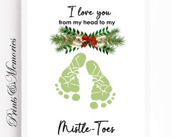 Mistletoe Footprint Art for Grandparents - Christmas Gifts -