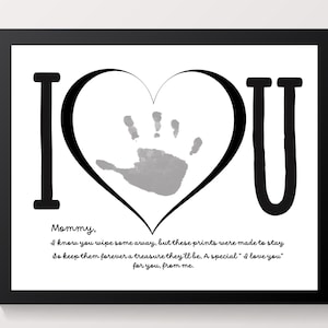 Geschenk für Mama, „Ich liebe dich“-Handabdruckkunst, Muttertags-/Geburtstagsgeschenk, Kunsthandwerk, DIY-Handabdruckkunst, „Ich weiß, dass du etwas wegwischst“-Gedicht.