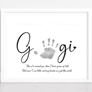 Gigi handafdruk kunstgedicht, Moederdag/verjaardagscadeau voor Gigi, handafdrukkaart, cadeau van kleinkind.