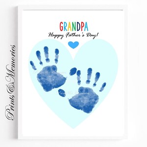 Abuelo, regalo del día del padre para el abuelo, regalo de nieto/nietos, recuerdo para bebé niño pequeño, arte de huella de mano. Tarjeta de arte DIY.