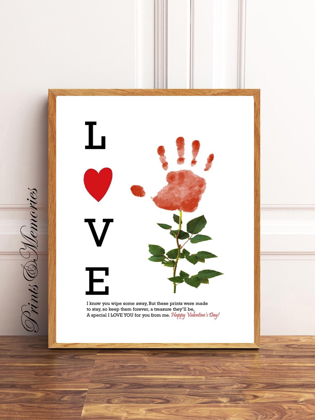 Valentines Day Handprint Art, Red Roses Flower Handprint, Love ...
