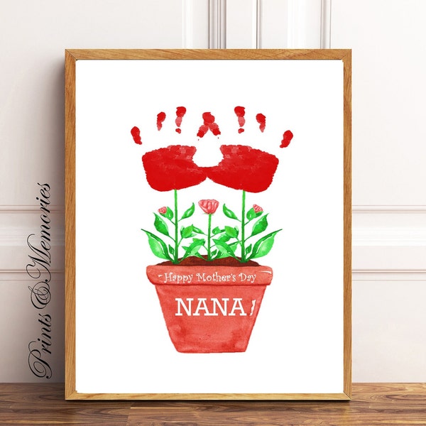 Gift for Nana, Mother's Day Handprint art, Nana gift from grandkid/grandkids, Sibling craft, Happy Mother's Day Printable Template.