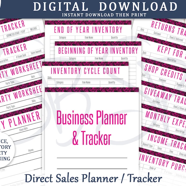 Printable Direct Sales Planner & Business Tracker - Party Planner, Finance Tracker/Planner, Inventory Tracker, Digital Download, 8.5" x 11"