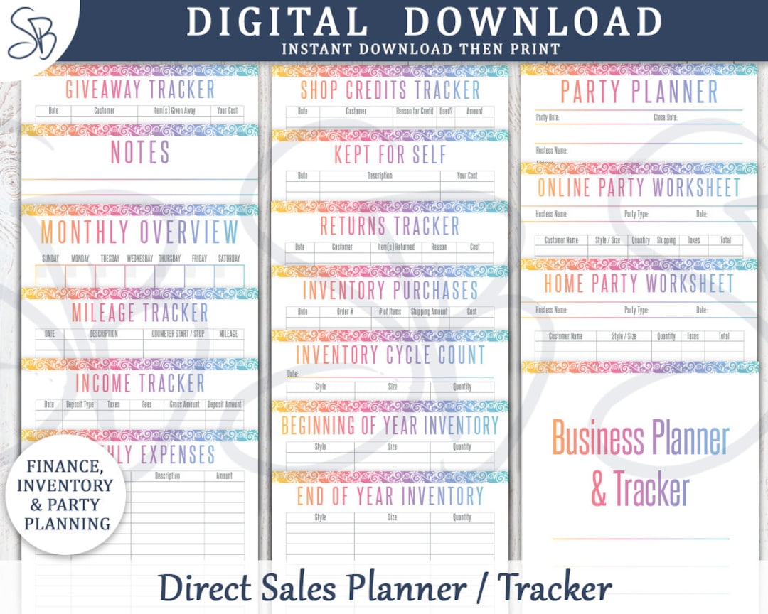 Printable Direct Sales Planner and Business Tracker - Party Planner ...