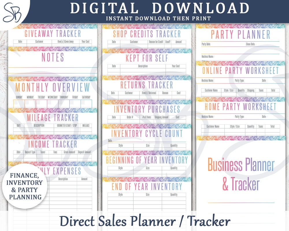 Printable Direct Sales Planner and Business Tracker - Party Planner ...