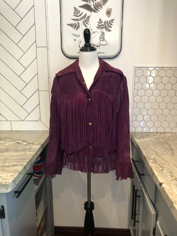 1970's Buckboard Purple Suede Fringe Jacket