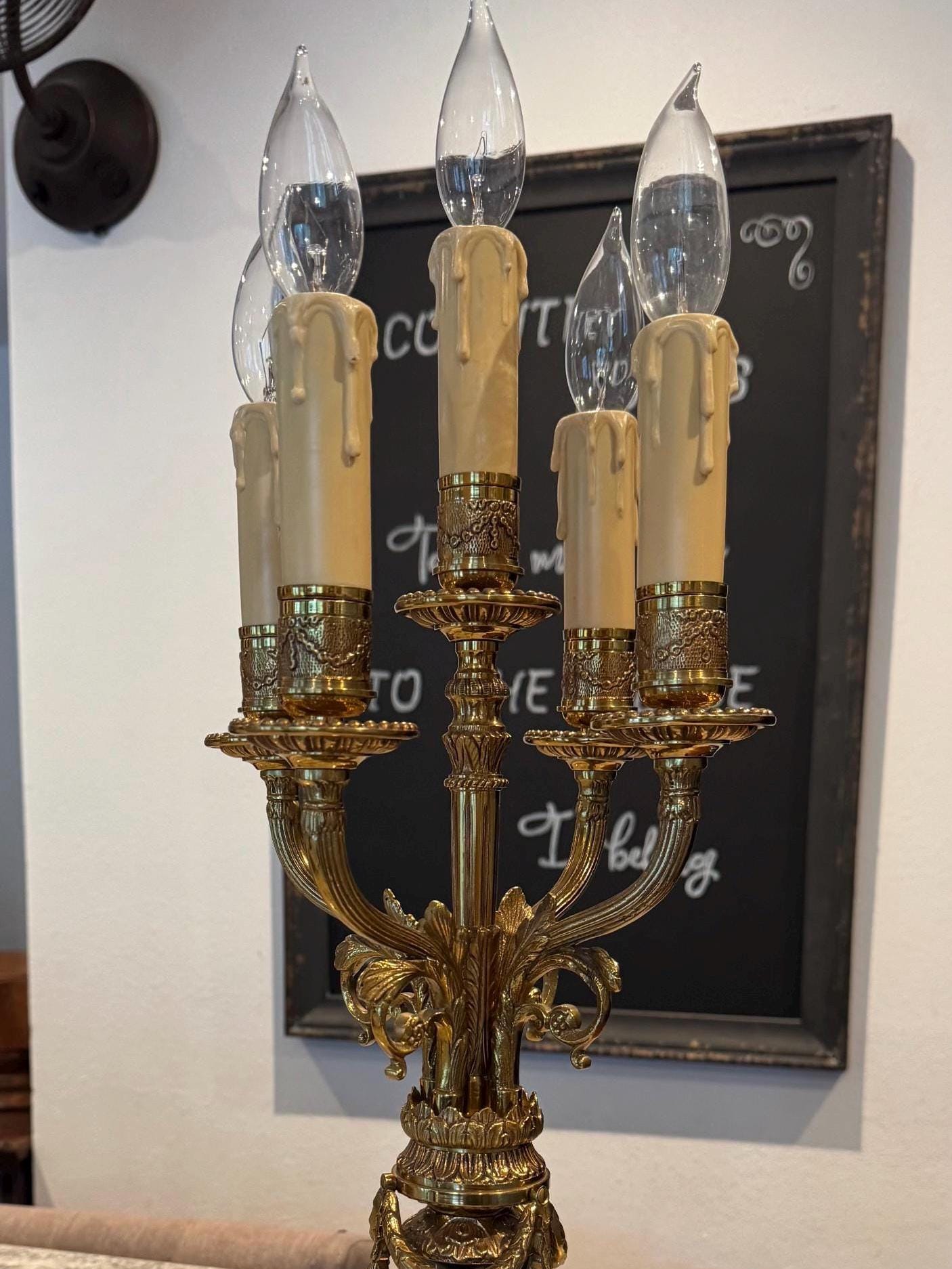 Five Arm Floor Lamp - Etsy SOLID BRASS LAMP MID LONG 5 ARM SOLID