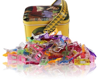Multipurpose Sewing Clips with Tin Box Package, Assorted Colors, Pack of 100