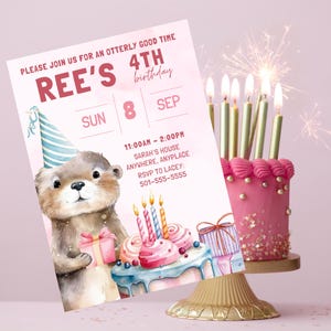 Otter Birthday Invite - FULL KIT! Digital Invite, Food Labels, Thank yous & Cupcake toppers all included