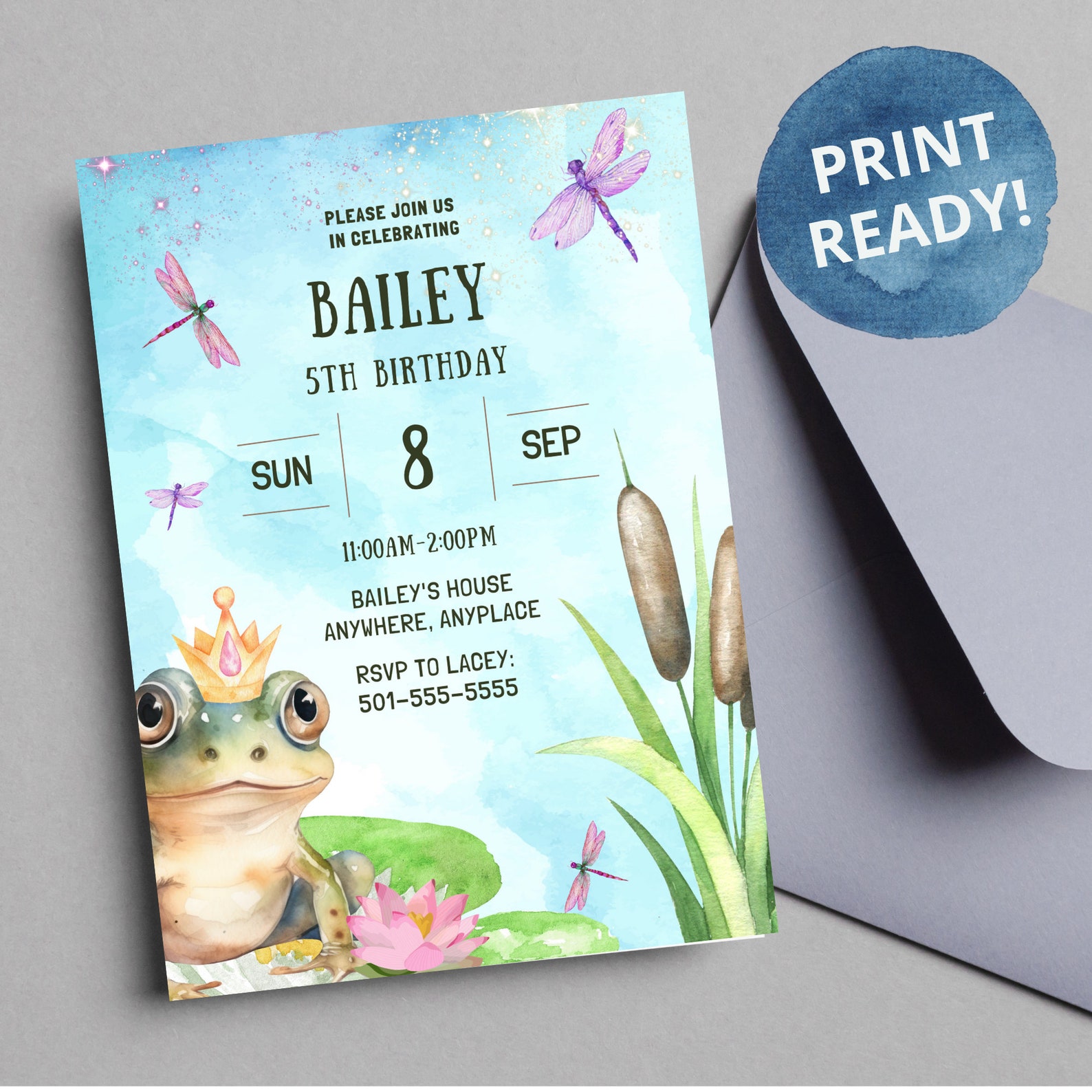 Frog Invite Princess Frog Birthday Party Invite - Etsy