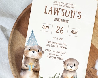 Otter Birthday Invite Package