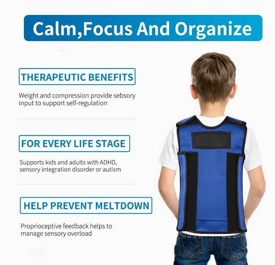 Weighted Adjustable Compression VestDeep Pressure for Etsy