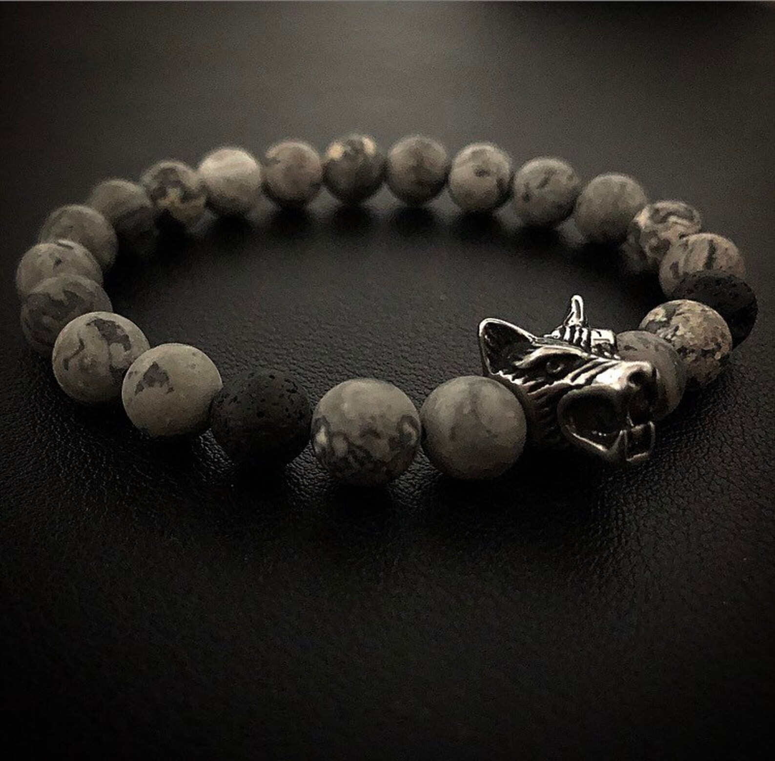 Matte Gray High Quality Wolf Bracelet Men's Bracelet MEN Etsy Canada