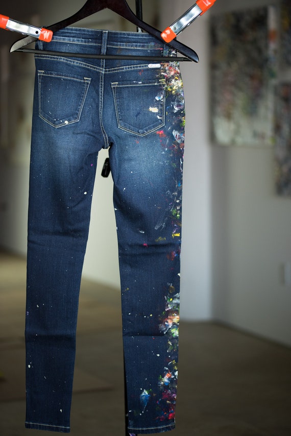 Recycled Kancan Womens Jeans 25 Size 0 Hand Painted By Rox Etsy