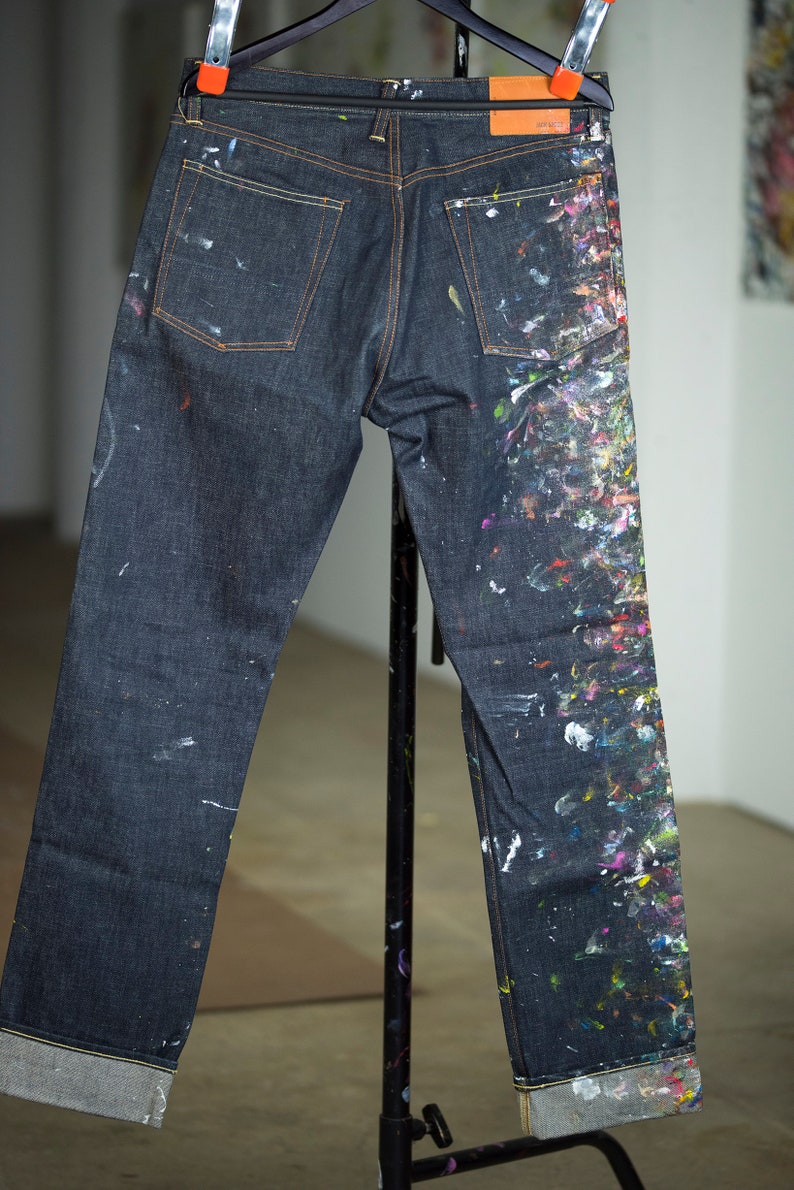 New Jack Spade Men's Jeans 32w Handpainted by Rox Colorful, Abstract