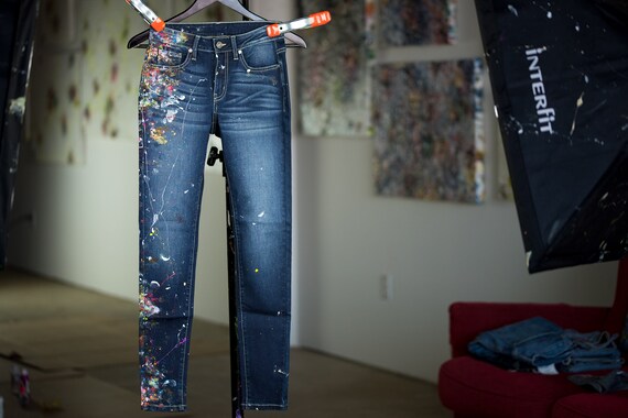 Recycled Kancan Womens Jeans 25 Size 0 Hand Painted By Rox Etsy