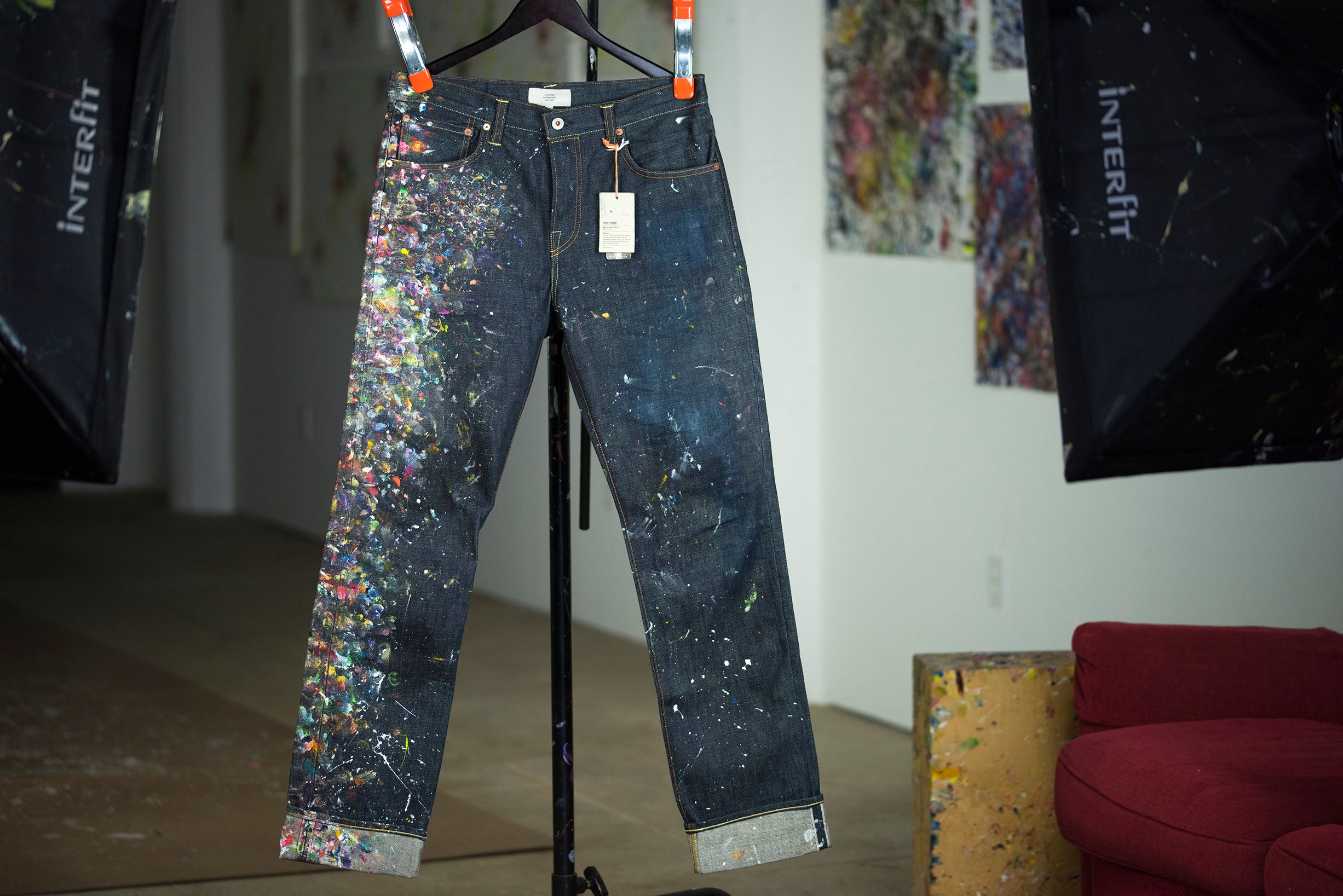 New Jack Spade Men's Jeans 32w Hand-painted by Rox Colorful, Abstract ...