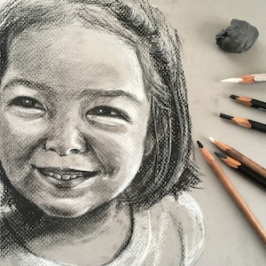 Custom Portrait Drawing - Charcoal drawing, Wall art, Gift idea, Actual drawing, Bristol, Family portrait, Kids portrait, no digital file