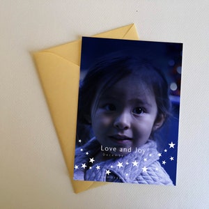 Printable Christmas Card, Holiday Card with Picture -Blue Stardust- Holiday card, Christmas card, Simple design