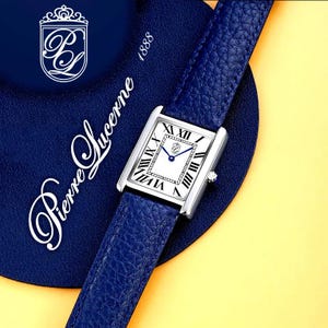 Pierre Lucerne 1888 Tank Swiss Inspired Mens Tank Watch Blue