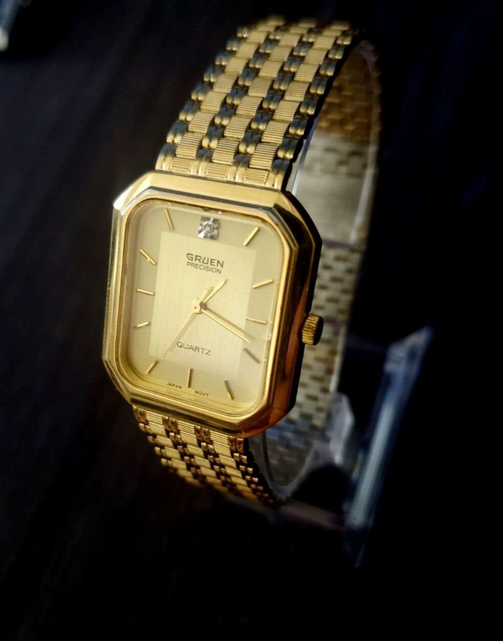 Rare GRUEN Precision Diamond Gold Mens Cocktail Time Watch