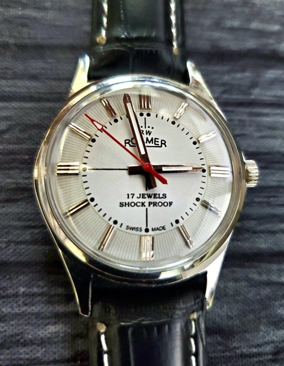 Rare Roamer Brevete Swiss Mens Manual Watch White 