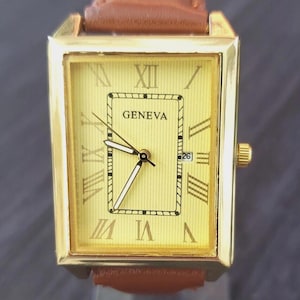 Geneva Vintage Look Men's Louis Tank Large 37mm Watch