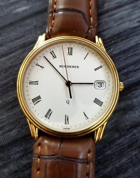 RARE Vintage Bucherer Men's Watch Quartz SWISS Ple