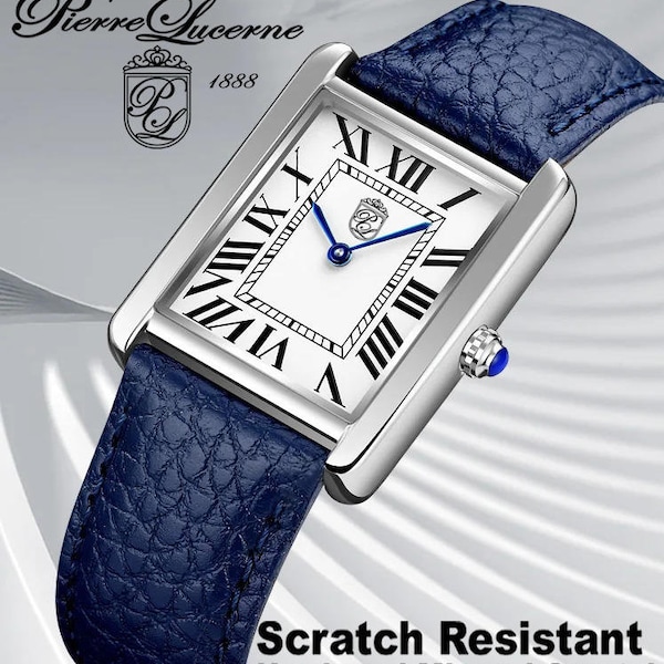 Pierre Lucerne 1888 Swiss Vermeil Inspired Tank Watch Blue