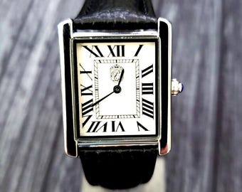 Vintage Panzer Stil Pierre Luzern Herrenuhr Schwarzes Band