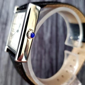 Pierre Lucerne Swiss Tank Watch: Black Leather Strap, Seiko Quartz image 10