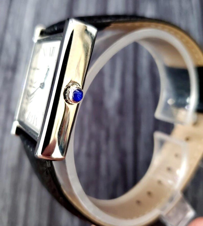 Pierre Lucerne Swiss Tank Watch: Black Leather Strap, Seiko Quartz image 10
