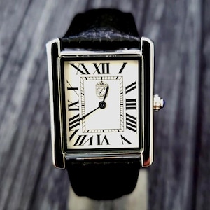 Vintage Swiss Inspired Pierre Lucerne Mens Tank Watch Black