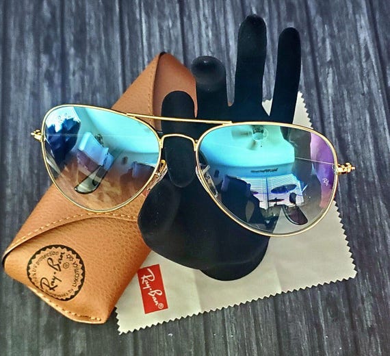 Buy RAY BAN RB3026 Aviator Sunglasses Gold Frame 62mm Blue Lens Online in India Etsy