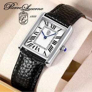 Iconique Pierre Lucerne 1888 Montre Tank Classique pour Homme Bracelet Noir