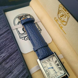 Pierre Lucerne 1888 Tank Mens Watch Blue Band With Box