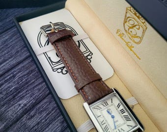 Pierre Lucerne Mens Tank Watch White Dial Brw Strap With Box