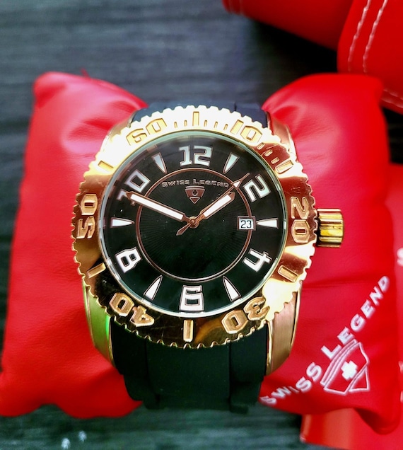 か*ん様 ジャンク　腕時計 SWISS ヴィンテージ ゴールド Rare Vintage Swiss Legend Commander Mens Dive Watch in Box - Etsy